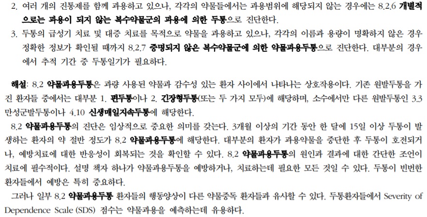 ICHD-3 약물과용두통 세부 분류